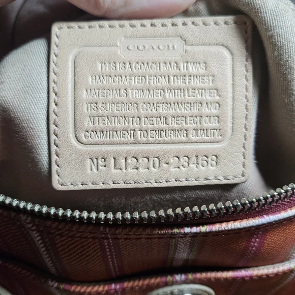 Coach Coral Beige Striped Shoulder Bag - Picture 6 of 7